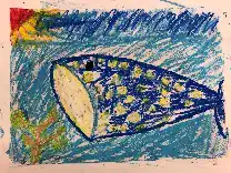 子どもたちが描いたパッケージの原画（夜の海）